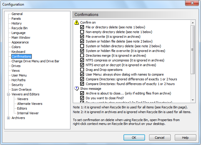 Configuration - Confirmations